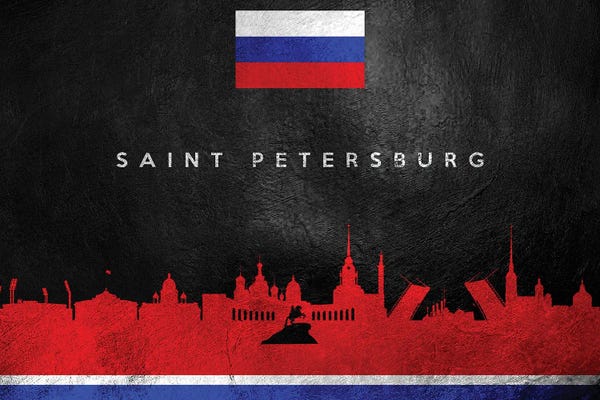 International Flags: Saint Petersburg Russia Skyline II by Adrian Baldovino