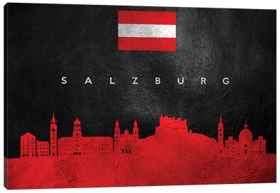 Salzburg Austria Skyline Canvas Art Print - International Flag Art