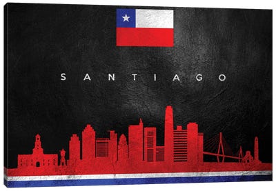 Santiago Chile Skyline Canvas Art Print - International Flag Art