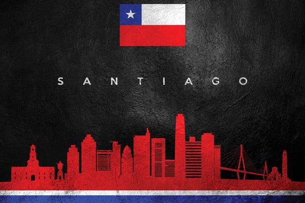 International Flags: Santiago Chile Skyline by Adrian Baldovino