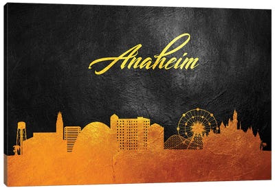 Anaheim California Gold Skyline Canvas Art Print