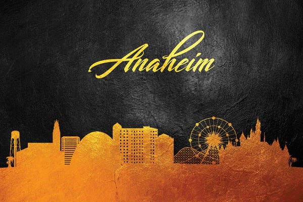 Anaheim: Anaheim California Gold Skyline by Adrian Baldovino