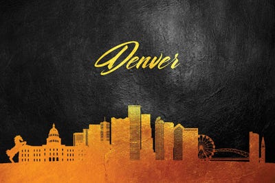 Denver Colorado Gold Skyline by Adrian Baldovino framed canvas print