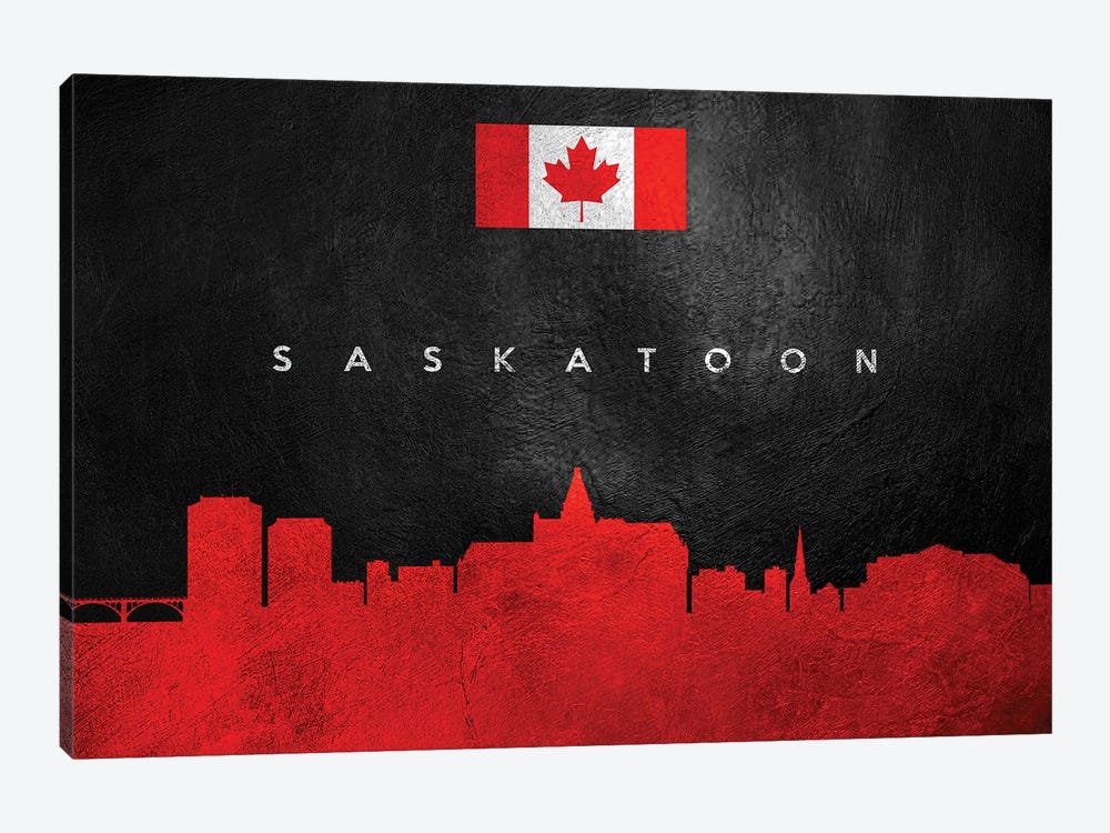 Saskatoon Canada Skyline by Adrian Baldovino 1-piece Canvas Artwork