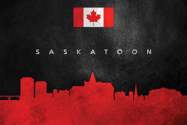 International Flags: Saskatoon Canada Skyline by Adrian Baldovino