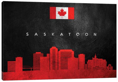Saskatoon Canada Skyline II Canvas Art Print - International Flag Art