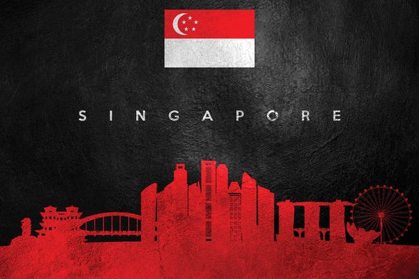 International Flags: Singapore Skyline by Adrian Baldovino
