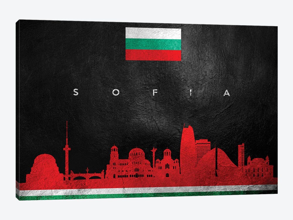 Sofia Bulgaria Skyline by Adrian Baldovino 1-piece Canvas Art Print