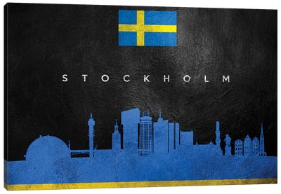 Stockholm Sweden Skyline Canvas Art Print - International Flag Art