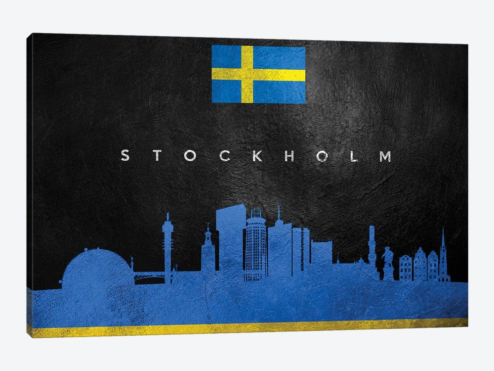 Stockholm Sweden Skyline by Adrian Baldovino 1-piece Canvas Artwork