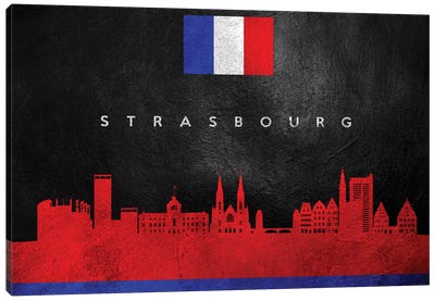 Strasbourg France Skyline Canvas Art Print - International Flag Art