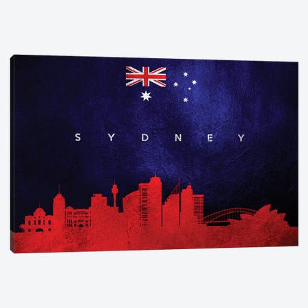 Sydney Australia Skyline Canvas Print #ABV309} by Adrian Baldovino Canvas Art