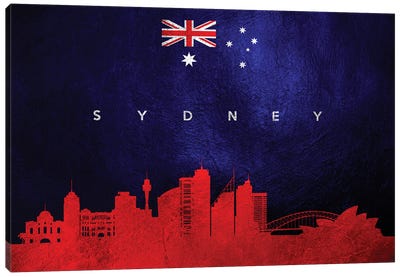 Sydney Australia Skyline Canvas Art Print - International Flag Art