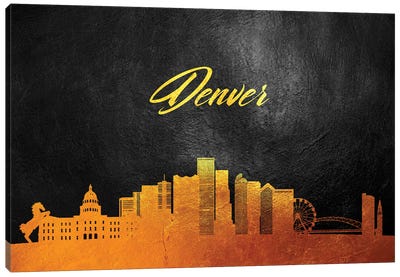 Denver Colorado Gold Skyline Canvas Art Print - Adrian Baldovino
