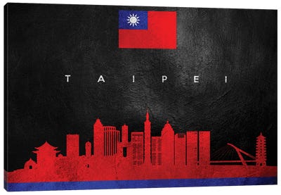 Taipei Taiwan Skyline Canvas Art Print - International Flag Art