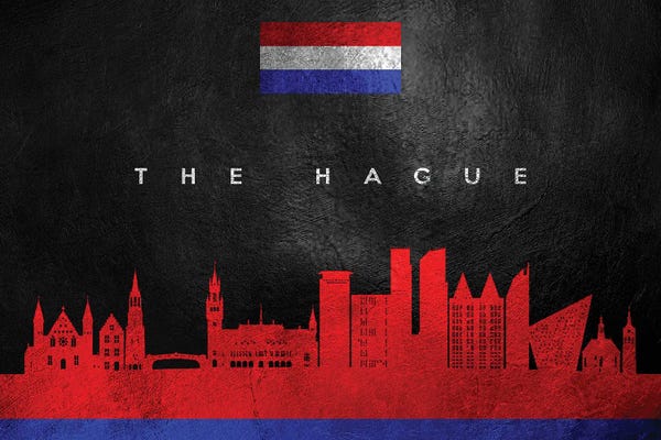 International Flags: The Hague Netherlands Skyline by Adrian Baldovino