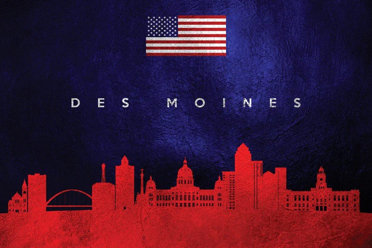 Des Moines Iowa Skyline by Adrian Baldovino wall art