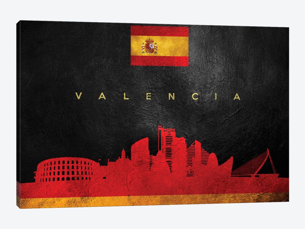 Valencia Spain Skyline by Adrian Baldovino 1-piece Canvas Art Print