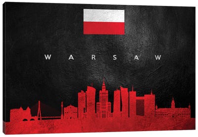 Warsaw Poland Skyline Canvas Art Print - International Flag Art