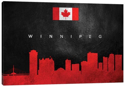 Winnipeg Canada Skyline Canvas Art Print - Flag Art