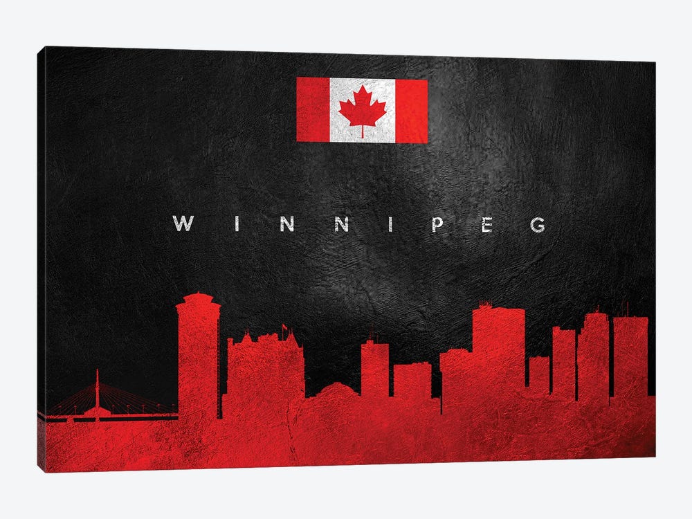 Winnipeg Canada Skyline by Adrian Baldovino 1-piece Canvas Artwork