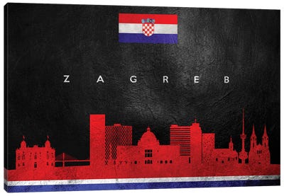 Zagreb Croatia Skyline Canvas Art Print - Flag Art