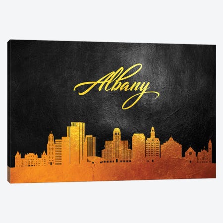 Albany New York Gold Skyline Canvas Print #ABV329} by Adrian Baldovino Canvas Artwork