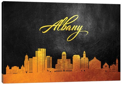 Albany New York Gold Skyline Canvas Art Print