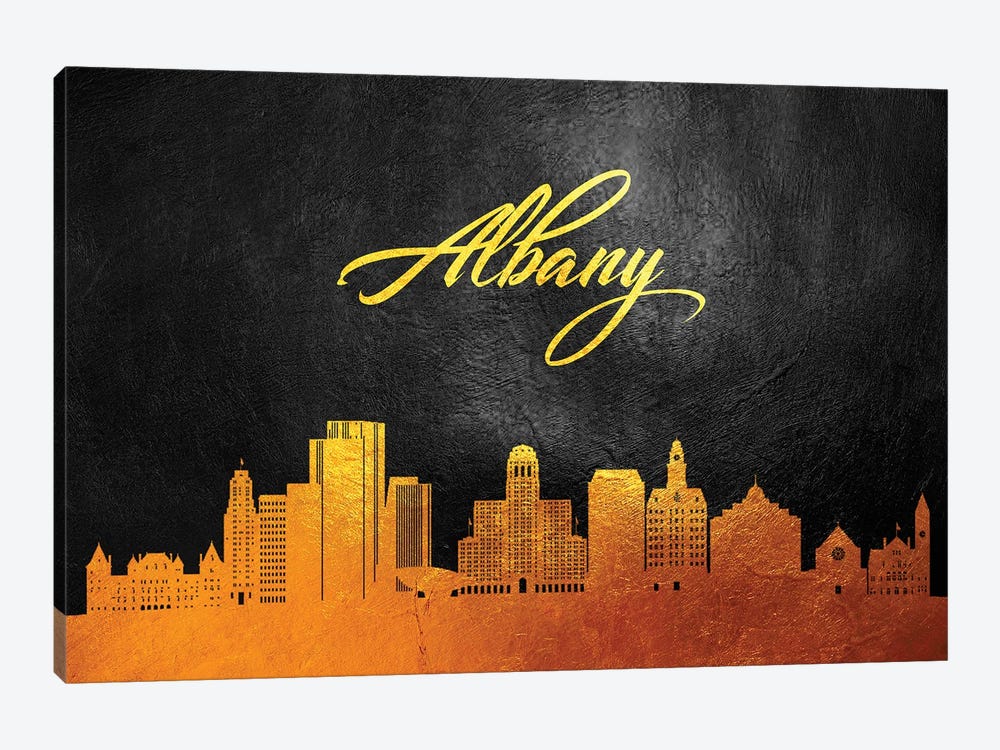 Albany New York Gold Skyline by Adrian Baldovino 1-piece Art Print