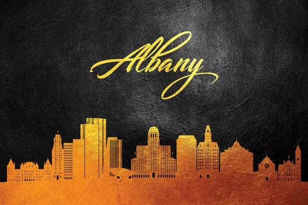 Albany: Albany New York Gold Skyline by Adrian Baldovino