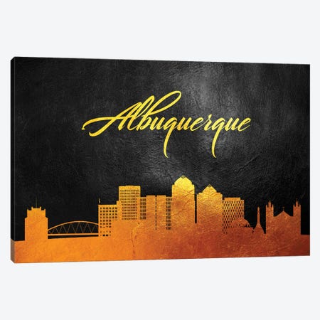 Albuquerque New Mexico Gold Skyline Canvas Print #ABV330} by Adrian Baldovino Art Print
