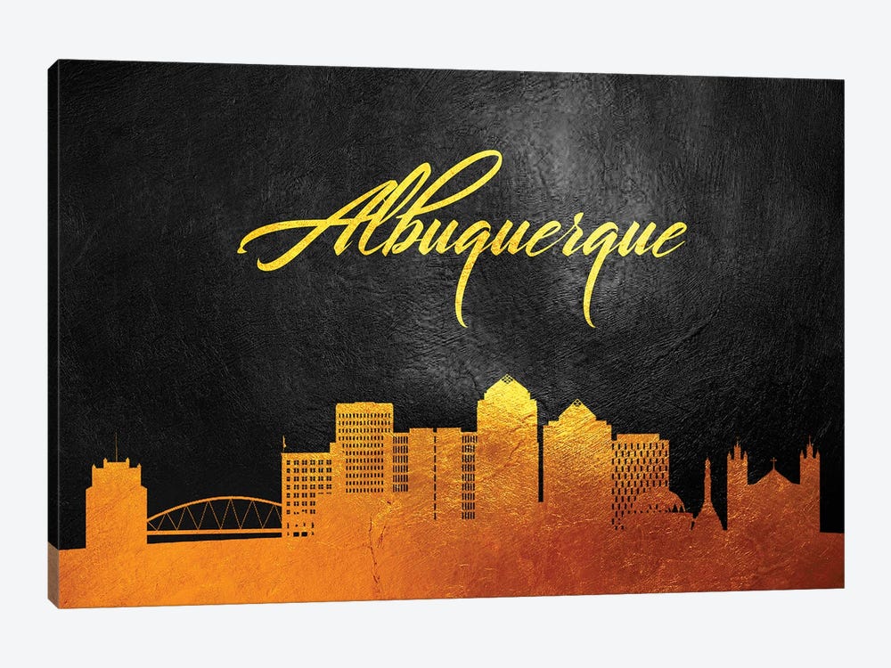 Albuquerque New Mexico Gold Skyline 1-piece Canvas Print