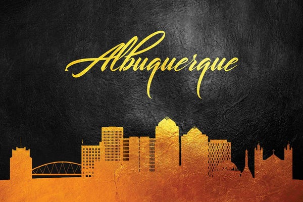 Albuquerque: Albuquerque New Mexico Gold Skyline by Adrian Baldovino