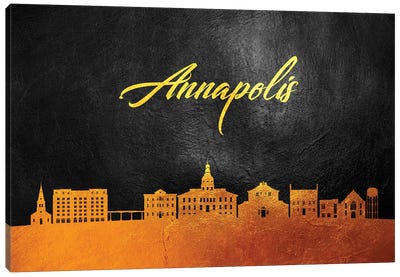 Annapolis Maryland Gold Skyline Canvas Art Print - Maryland Art