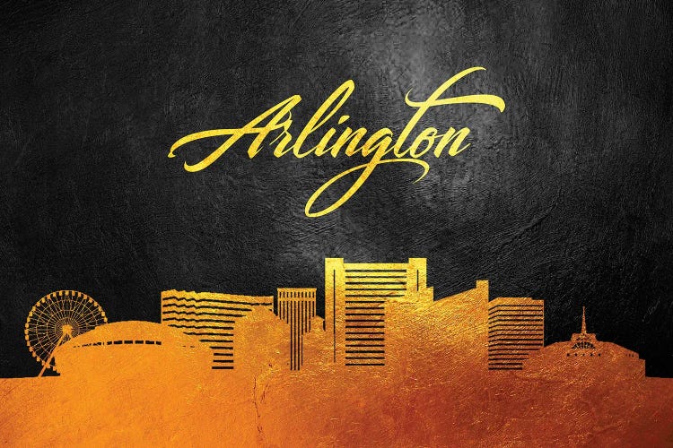 Arlington Texas Gold Skyline by Adrian Baldovino wall art