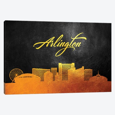 Arlington Texas Gold Skyline Canvas Print #ABV332} by Adrian Baldovino Canvas Print