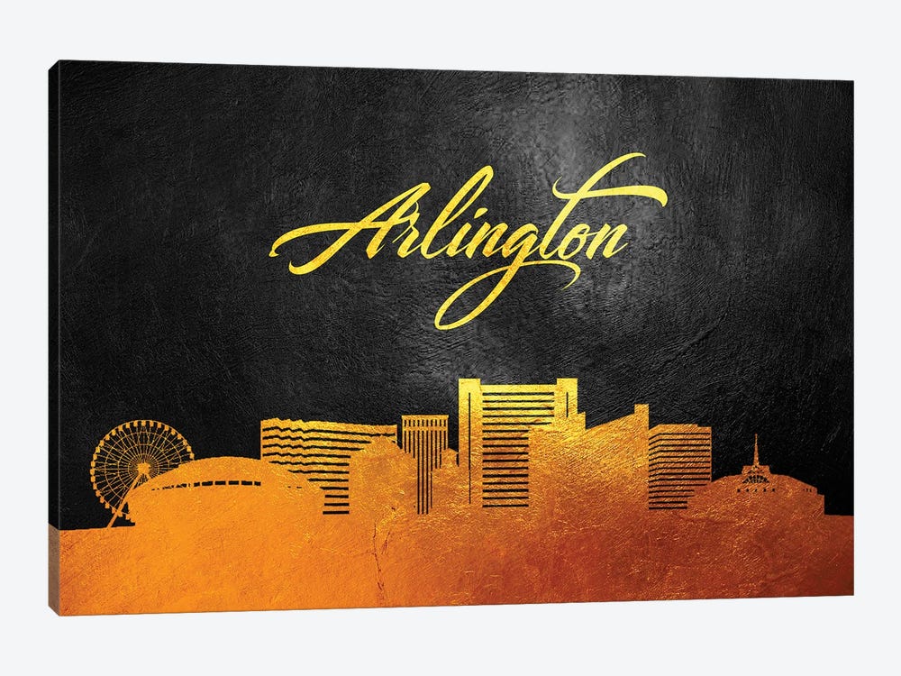 Arlington Texas Gold Skyline 1-piece Canvas Print