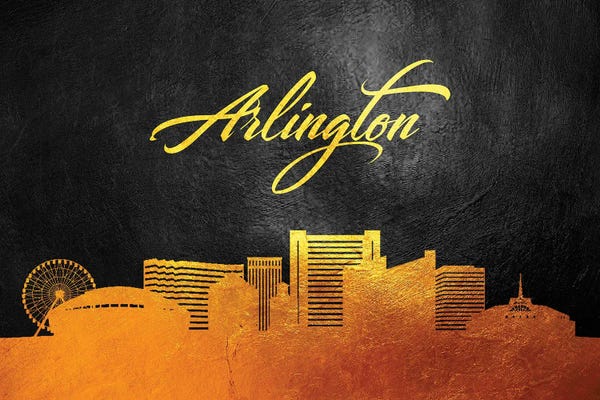 Fine Art Print: Arlington Texas Gold Skyline by Adrian Baldovino