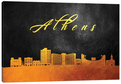 Athens Georgia Gold Skyline Canvas Art Print - Athens Art