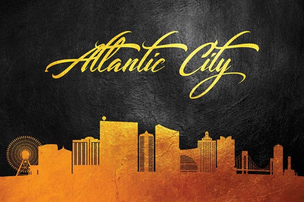 Atlantic City: Atlantic City New Jersey Gold Skyline by Adrian Baldovino