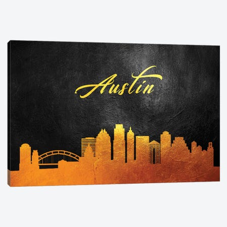 Austin Texas Gold Skyline Canvas Print #ABV335} by Adrian Baldovino Canvas Art
