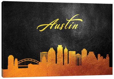 Austin Texas Gold Skyline Canvas Art Print - Austin Skylines