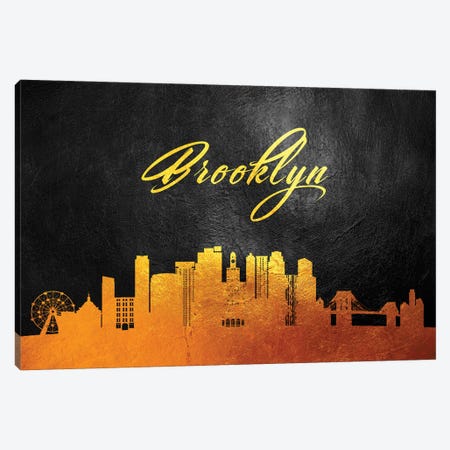Brooklyn New York Gold Skyline Canvas Print #ABV339} by Adrian Baldovino Art Print