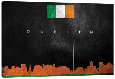 Dublin Ireland Skyline Canvas Art Print - International Flag Art