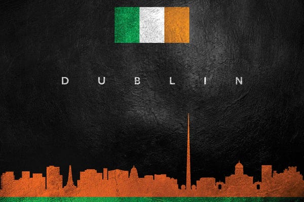 International Flags: Dublin Ireland Skyline by Adrian Baldovino