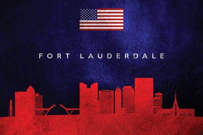 Fort Lauderdale Florida Skyline by Adrian Baldovino framed wall art