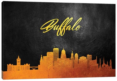 Buffalo New York Gold Skyline Canvas Art Print - Buffalo Art