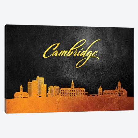 Cambridge Massachusetts Gold Skyline Canvas Print #ABV341} by Adrian Baldovino Canvas Wall Art