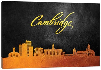 Cambridge Massachusetts Gold Skyline Canvas Art Print