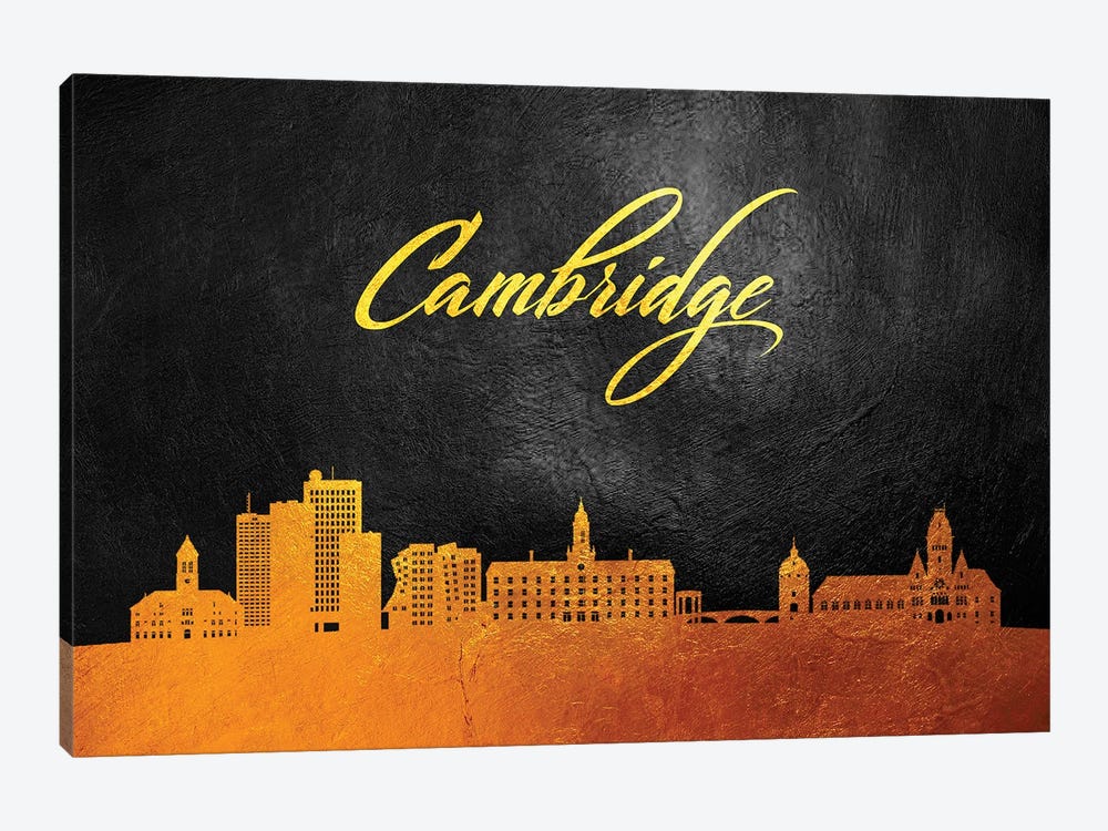 Cambridge Massachusetts Gold Skyline by Adrian Baldovino 1-piece Canvas Print